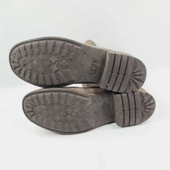 UGG Women's Tan Chaney Sheepskin Fur Dual Strap Winter Ankle Moto Boot Size 9.5 - Picture 6 of 7